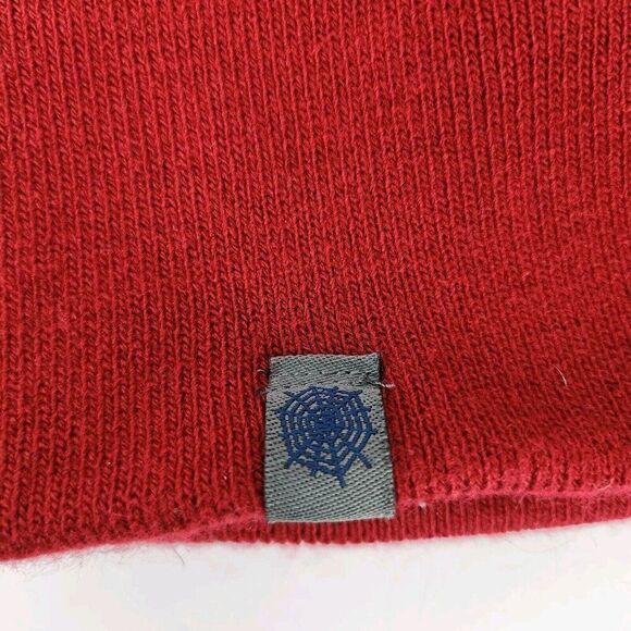 Marvel Spiderman Reversible Winter Beanie Hat Burgundy Red/Navy Striped One Size - Picture 7 of 7